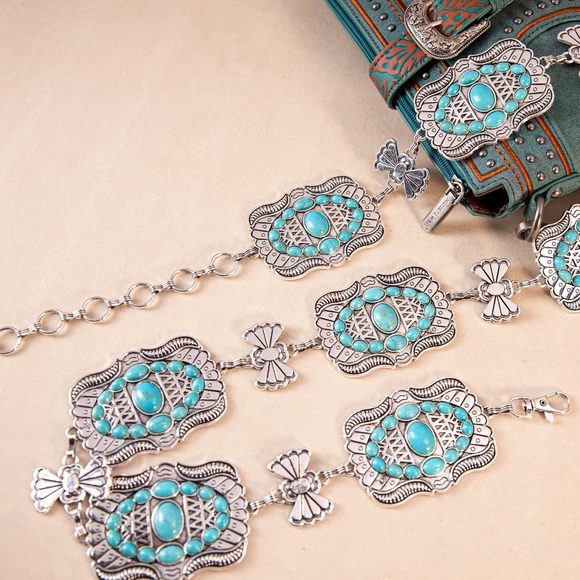 Rustic Couture\'s Large Turquoise Western Concho Belts For Women Cowgirl🦒